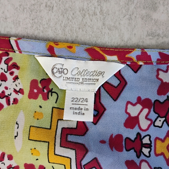 Cato Collection Top Womens Plus 22/24 Multicolor Beaded Bohemian Babydoll Sheer - Picture 5 of 11